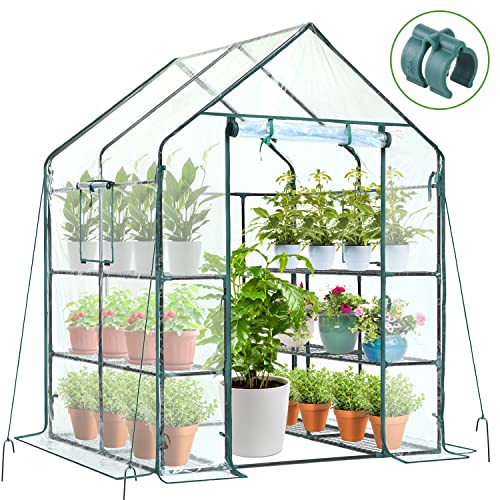 Plastic Greenhouse with Improved Transparent PVC Cover, 3 Tiers 12 Shelves D949248