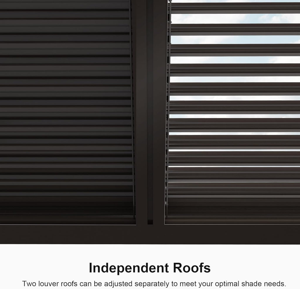 11' × 13' Louvered Aluminum Pergola with Roller Blinds P53705