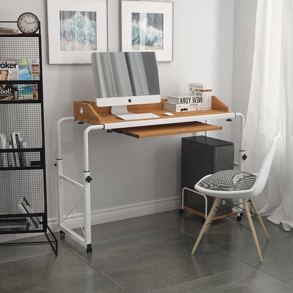 Adjustable Overbed Table with Wheels and Keyboard Drawer S6423