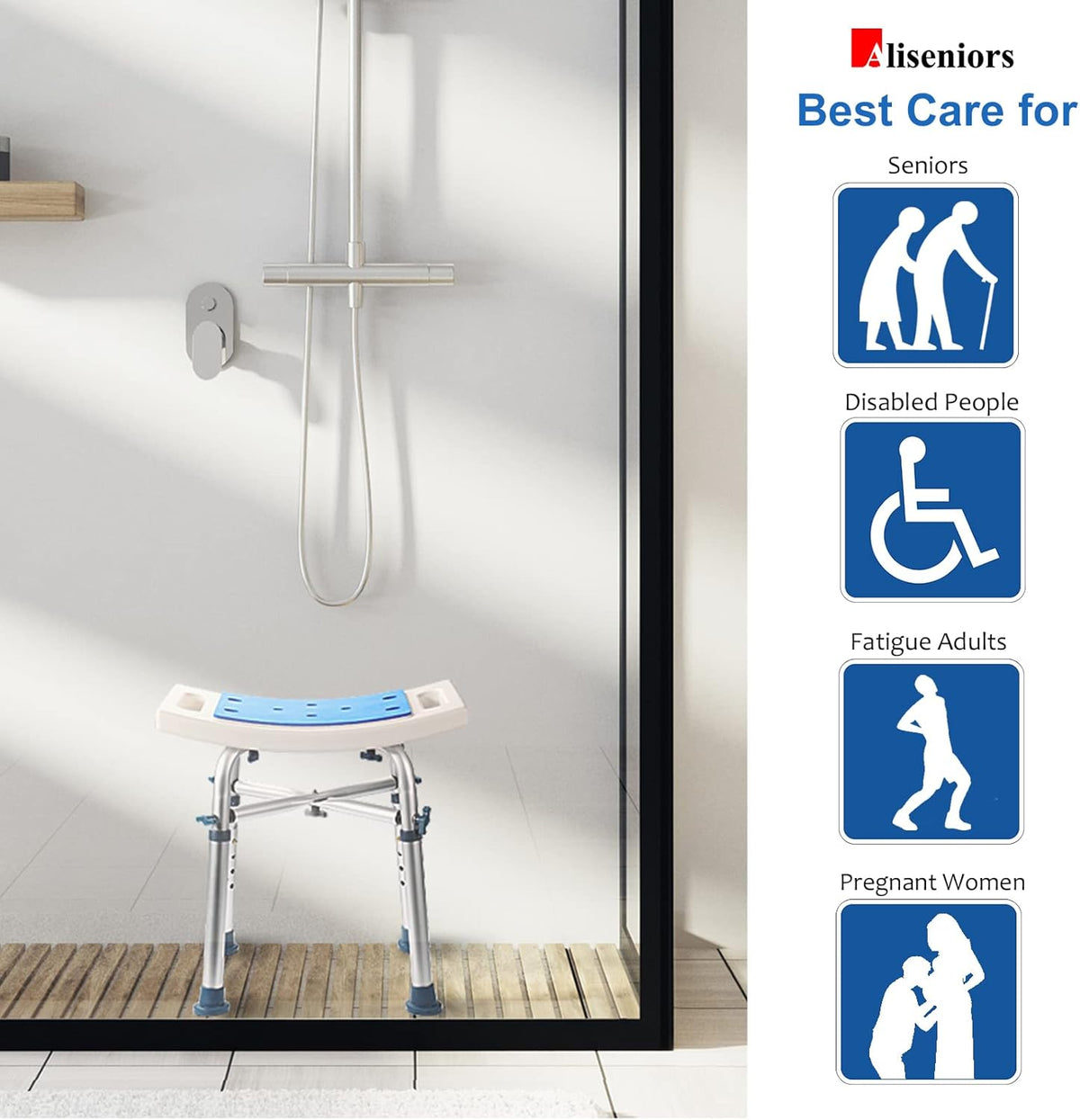 Adjustable Nonslip Shower Chair with Padded Seat H6064