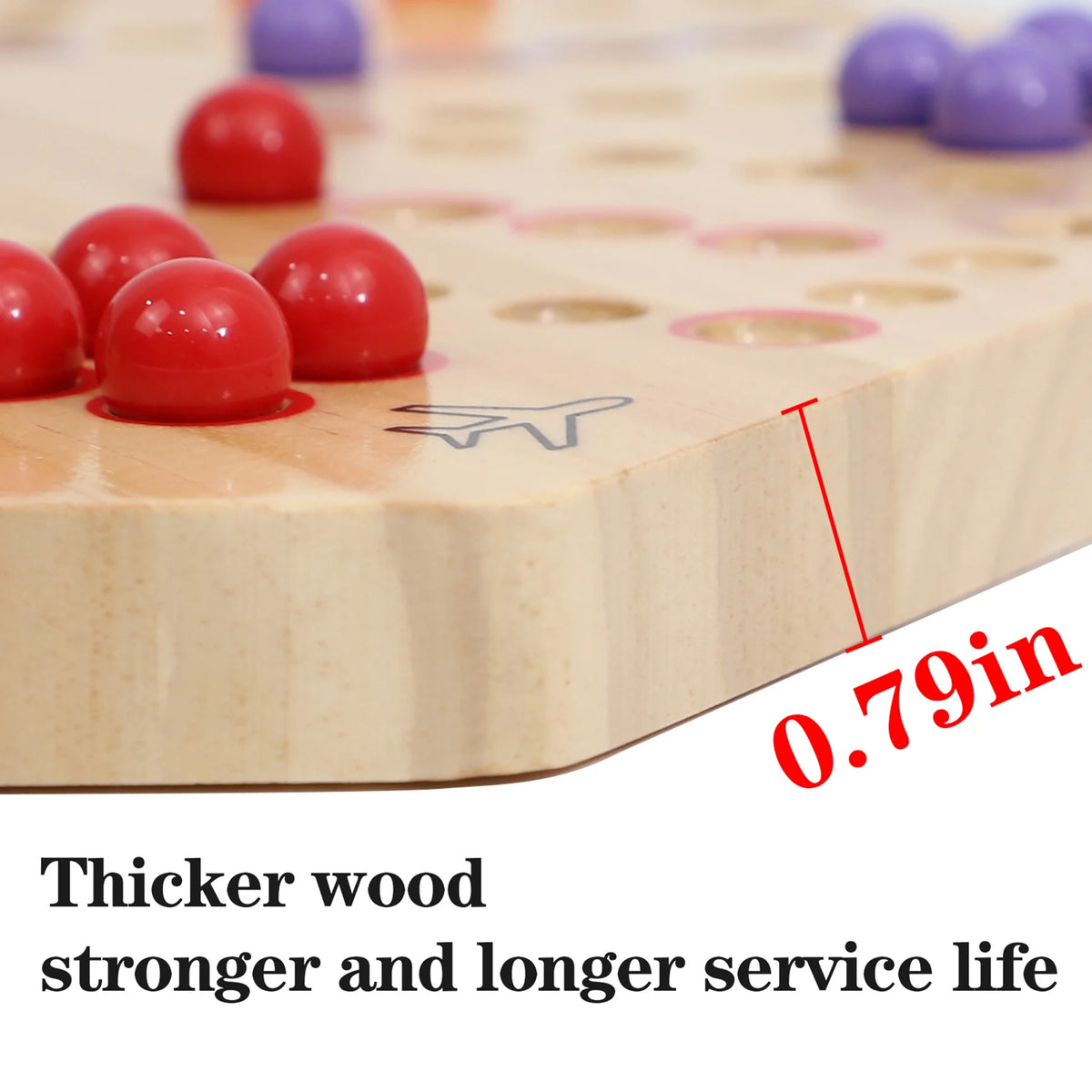 Wahoo Board Game Double Sided Painted Wooden 6 Colors 24 Marbles 6 Dice P26808
