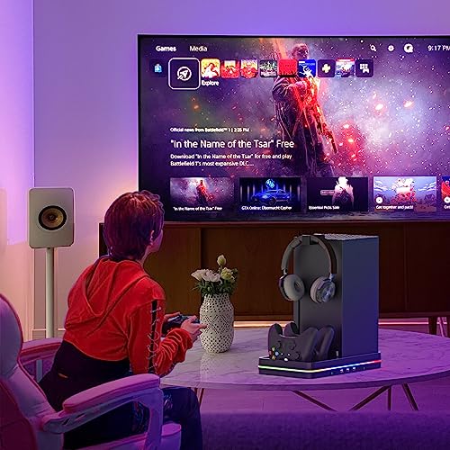 Dual Cooling Fan and Cooling Stand for Xbox Series X/S Console with RGB LED Light & 3 USB Ports O50769