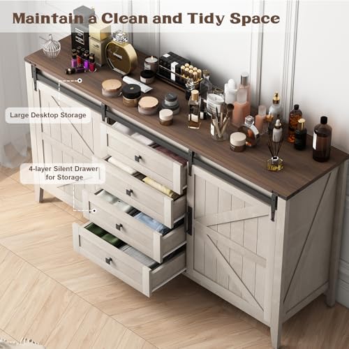 White 4 Drawer Wood Dresser C625