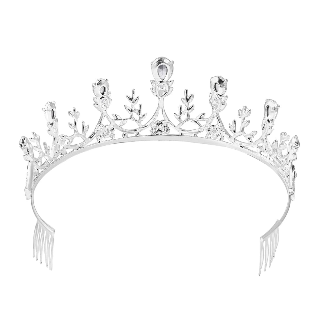 White Glass Crystal Crown Tiara Rhinestone Fashion Jewelry A583