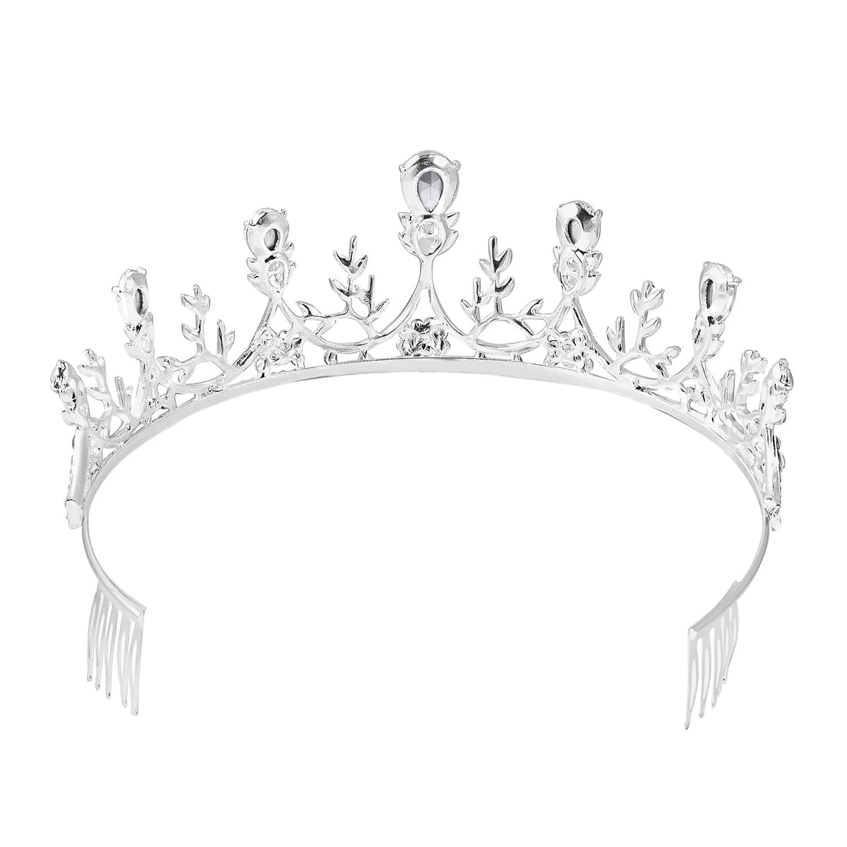 White Glass Crystal Crown Tiara Rhinestone Fashion Jewelry A583