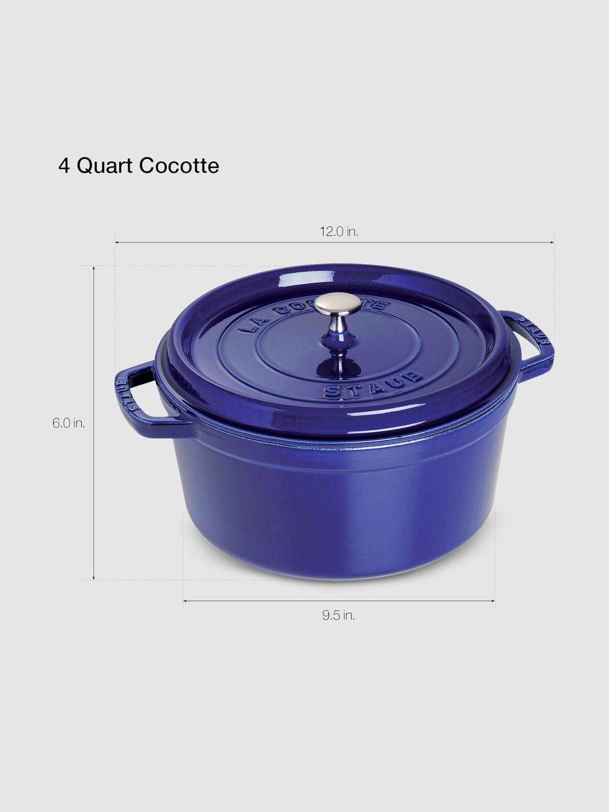 Dark Blue Cast Iron 4-Quart Round Cocotte O950107