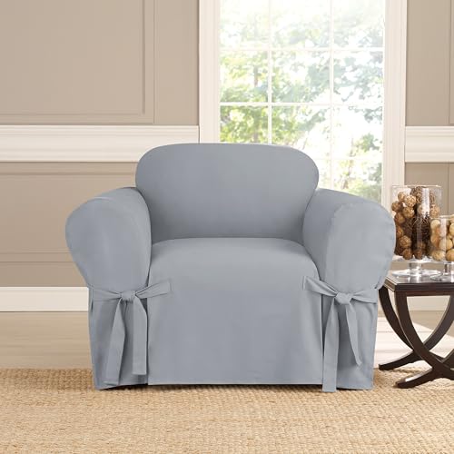 Khaki Heavyweight Cotton T-Cushion Chair Slipcover K1613