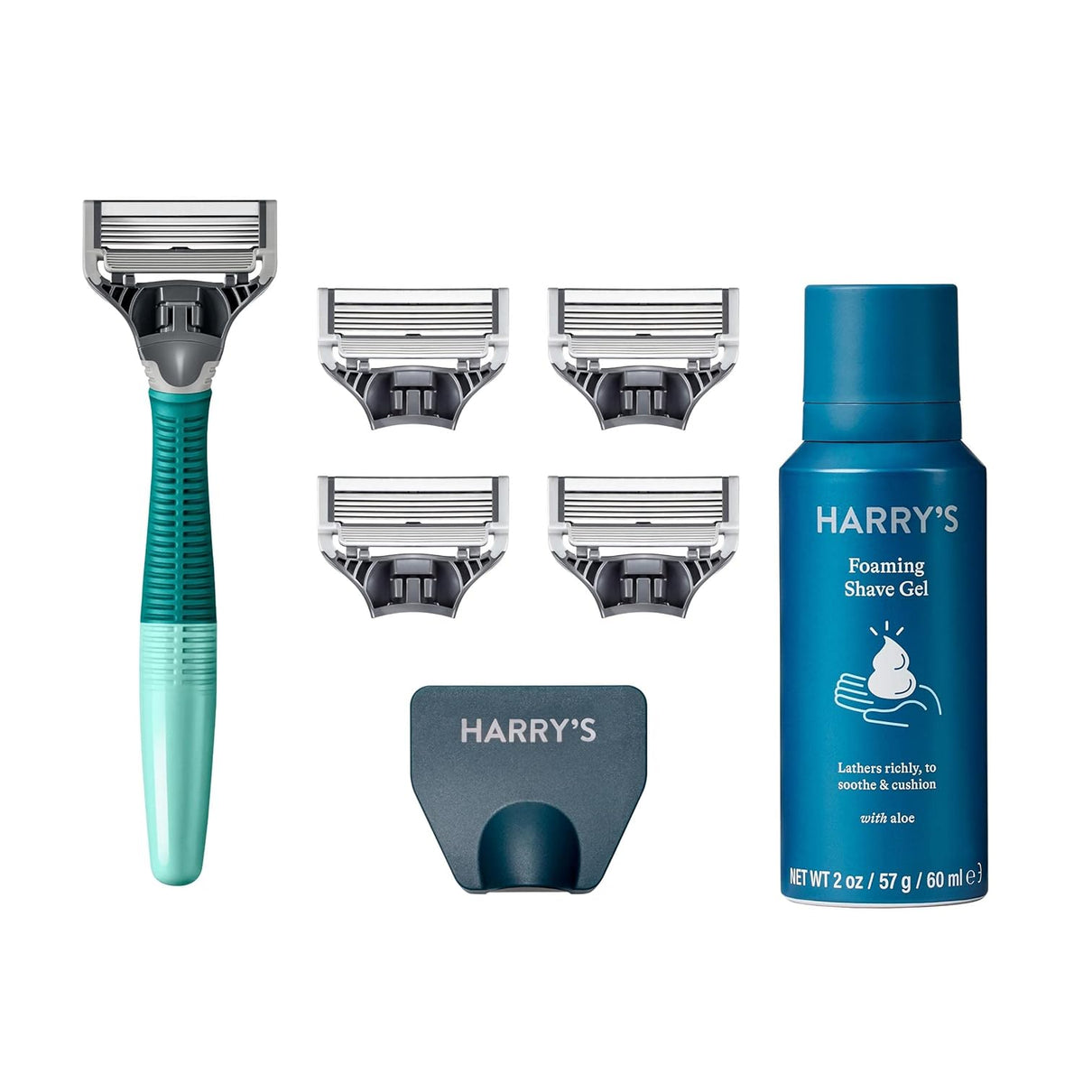 Men's Razor Set with 5 Razor Blade Refills, Travel Blade Cover, 2 oz Shave Gel (Sage) & Body Wash Shower Gel - Stone, 16 Fl Oz (Pack of 3) A552094