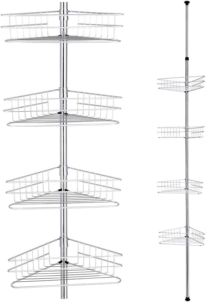 4 Tier Metal Corner Shower Shelf Caddy Black U778