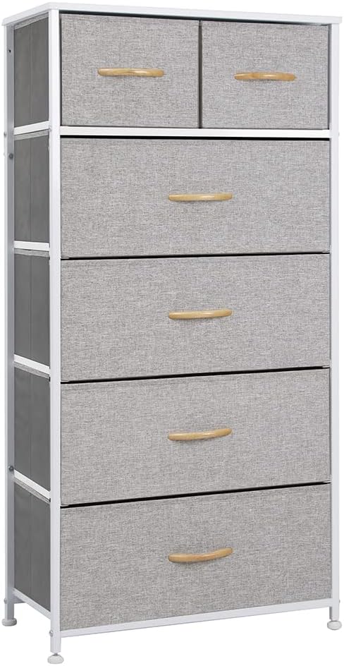 Gray 6 Drawer Fabric Storage Tower A6346