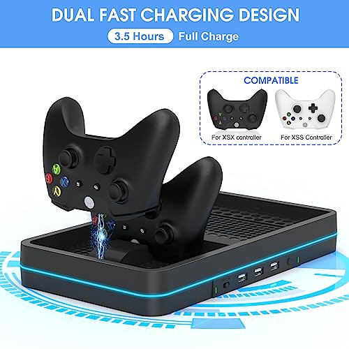 Dual Cooling Fan and Cooling Stand for Xbox Series X/S Console with RGB LED Light & 3 USB Ports O50769
