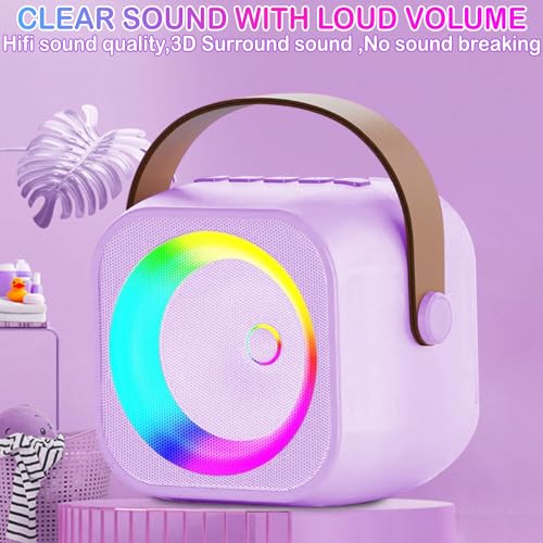 Mini Karaoke Machine with 2 Wireless Microphone & LED Lights Y4876