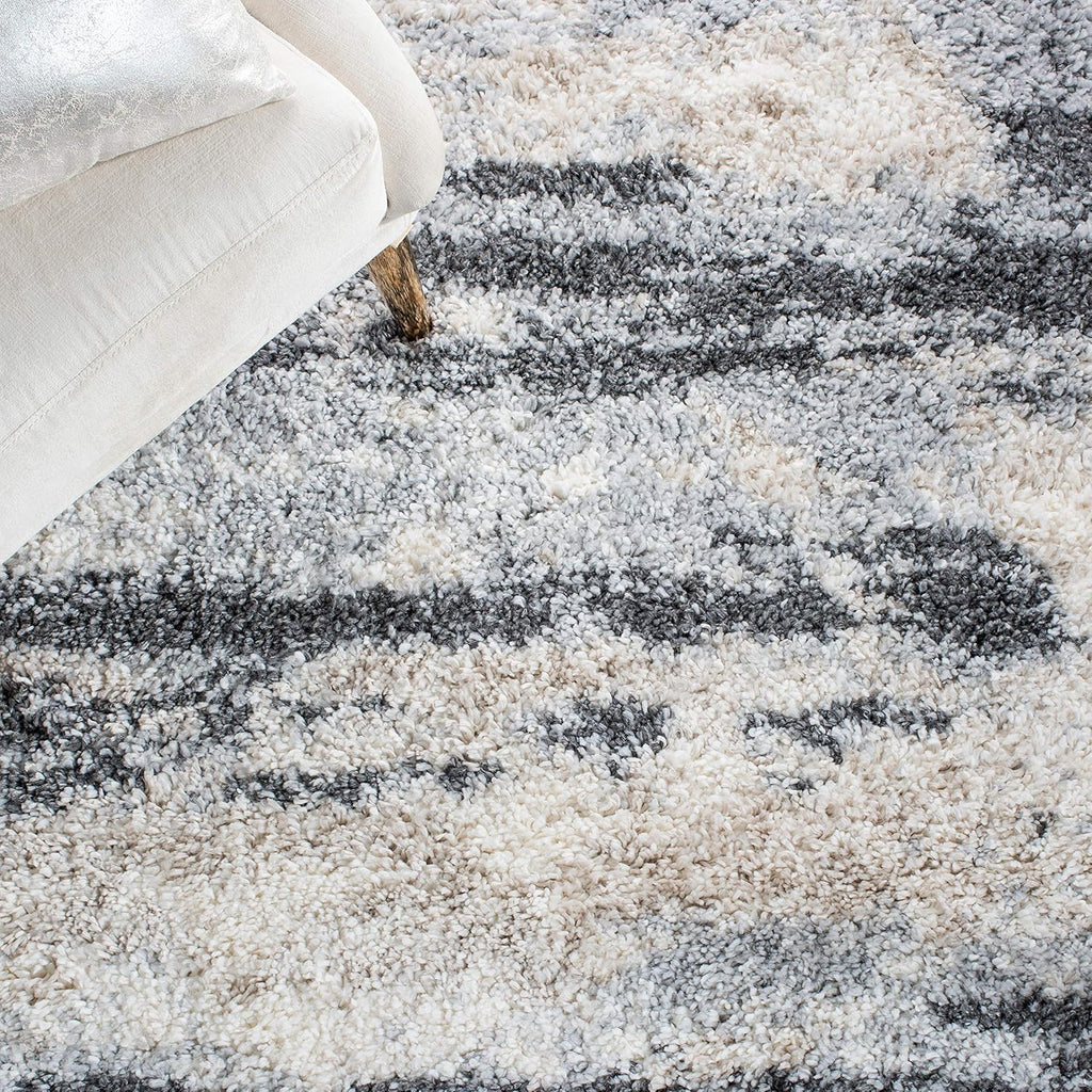 Grey & Ivory 8' x 10' Shag Area Rug F1906