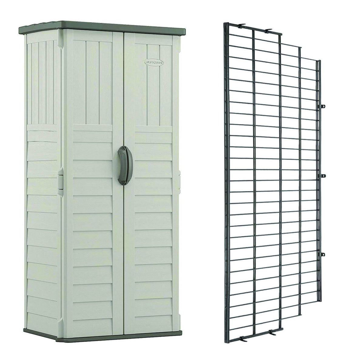 Vertical Storage Shed with Metal Wire Shelf Rack S2241