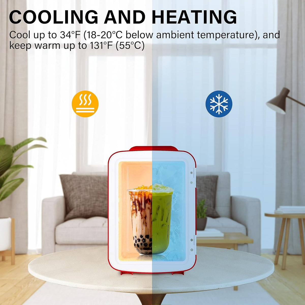 4L Mini Fridge Portable Cooler Warmer Freon-Free Small Refrigerator Red J34183