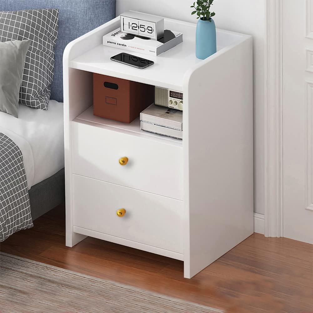 White Nightstand with Drawers U408