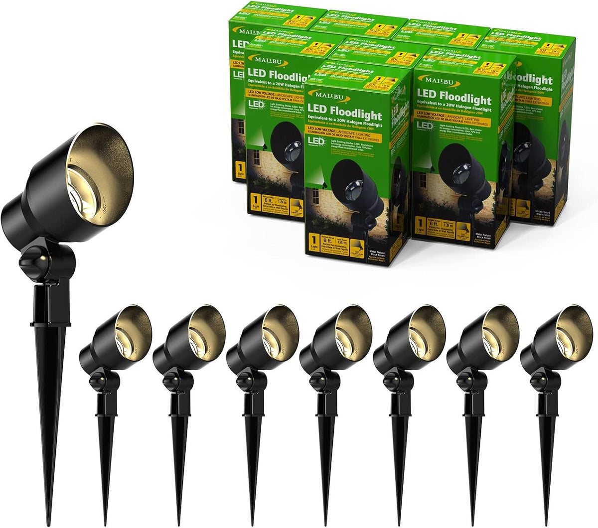 Low Voltage LED Outdoor Landscape Floodlight 8 Pack H521634