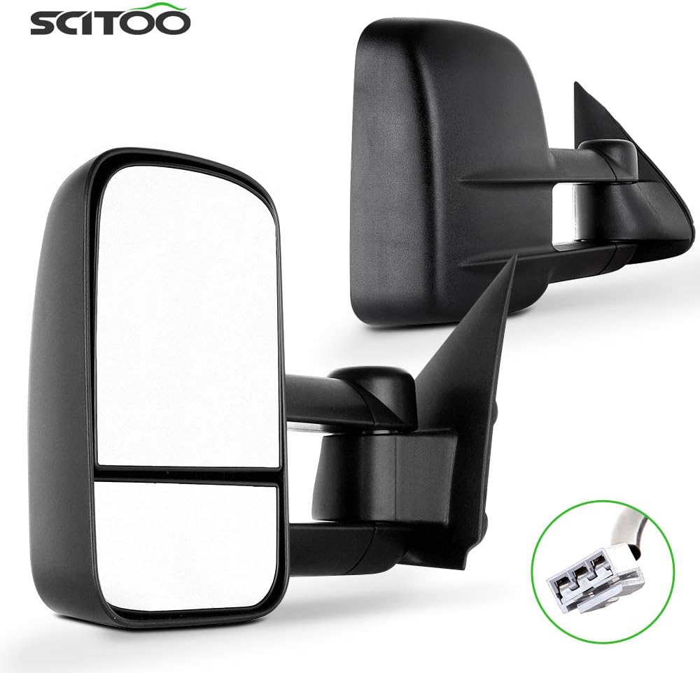 Black Power Adjusted Towing Mirrors Pair Set Z90272