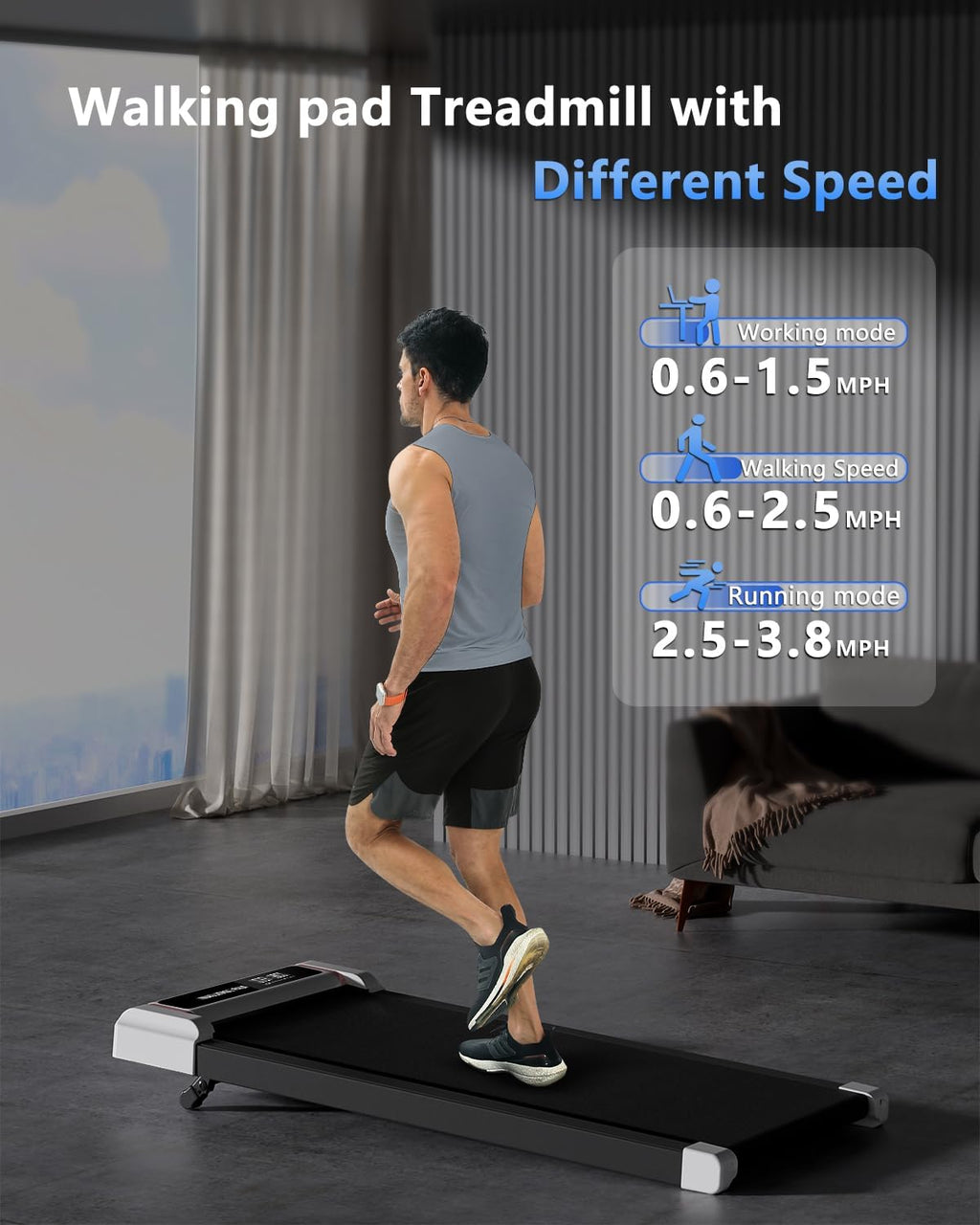 Compact 2-in-1 Under Desk Treadmill with Incline S2705