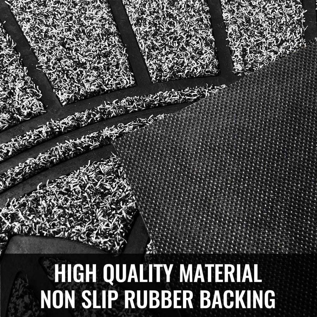 Half Round Door Mat, Non-Slip Rubber Low-Profile Doormat, 23.5" x 35.5", Gray J260400