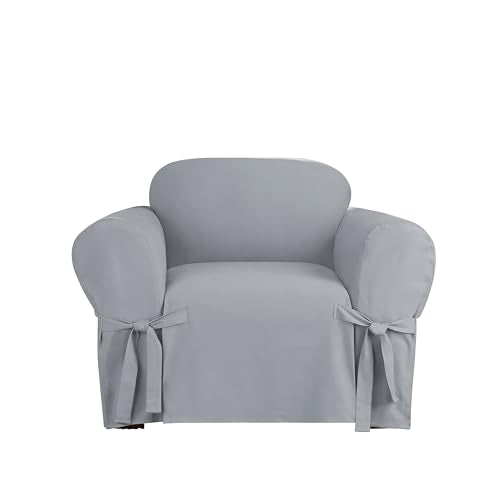 Khaki Heavyweight Cotton T-Cushion Chair Slipcover K1613