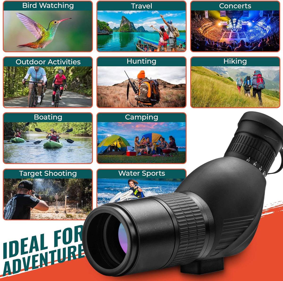12-36x50 High Definition Spotting Scope with Tripod & Carrying Case F862205