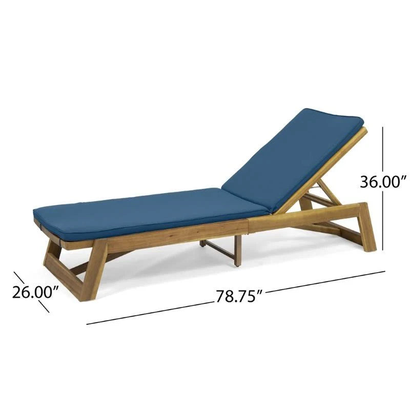 Teak and Blue Acacia Wood Chaise Lounge Set of 2 M6512