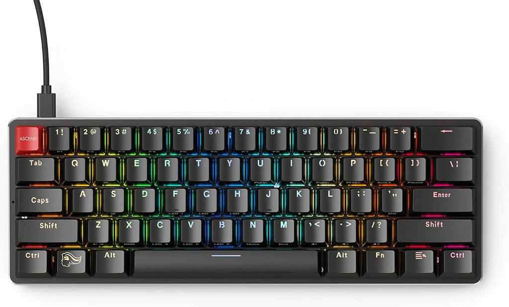60% Compact Size 61 Key RGB LED Backlit Brown Switches Hot Swap Switches Mechanical Gaming Keyboard B985