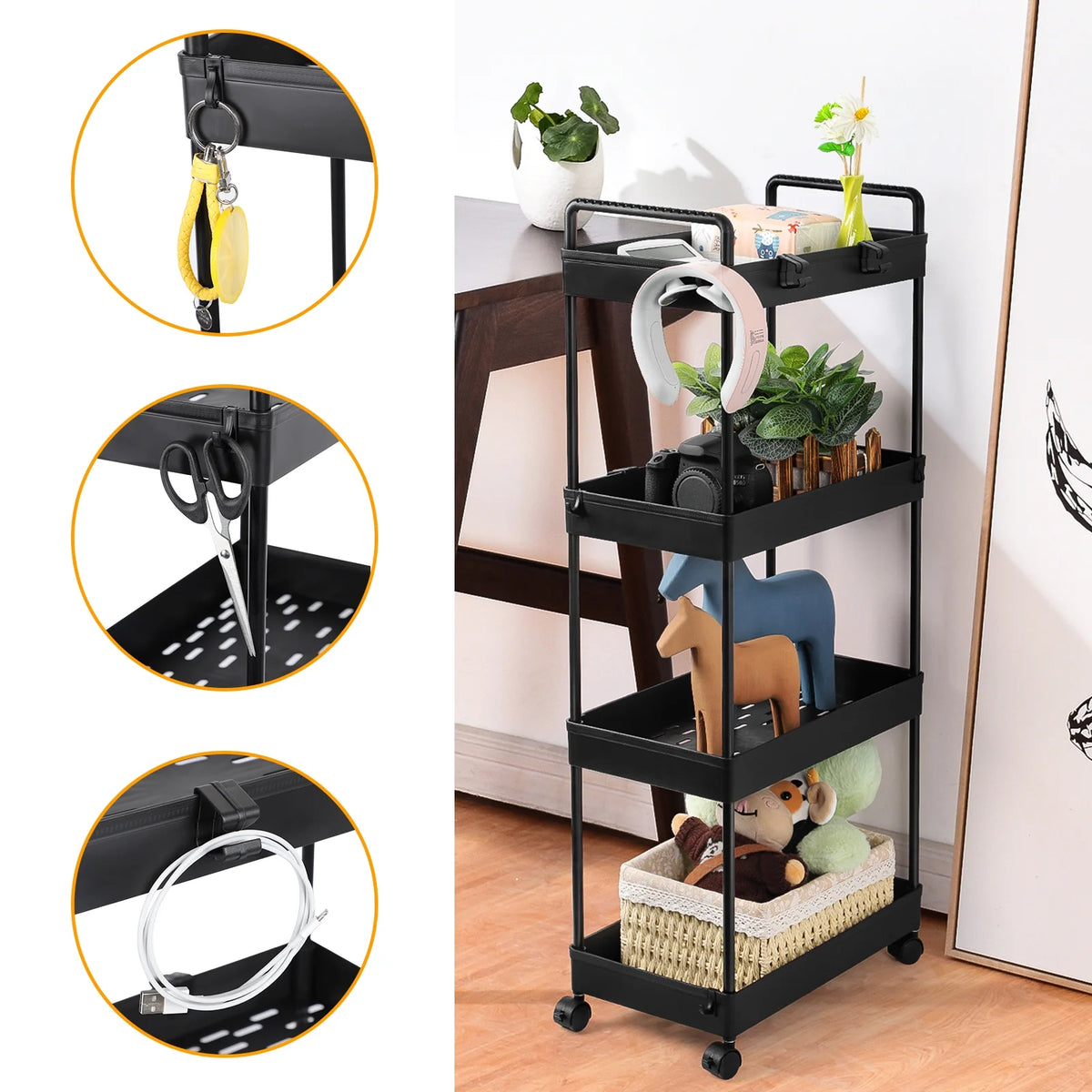 4 Tier Slim Storage Cart with Wheels, 2 Pack G644124