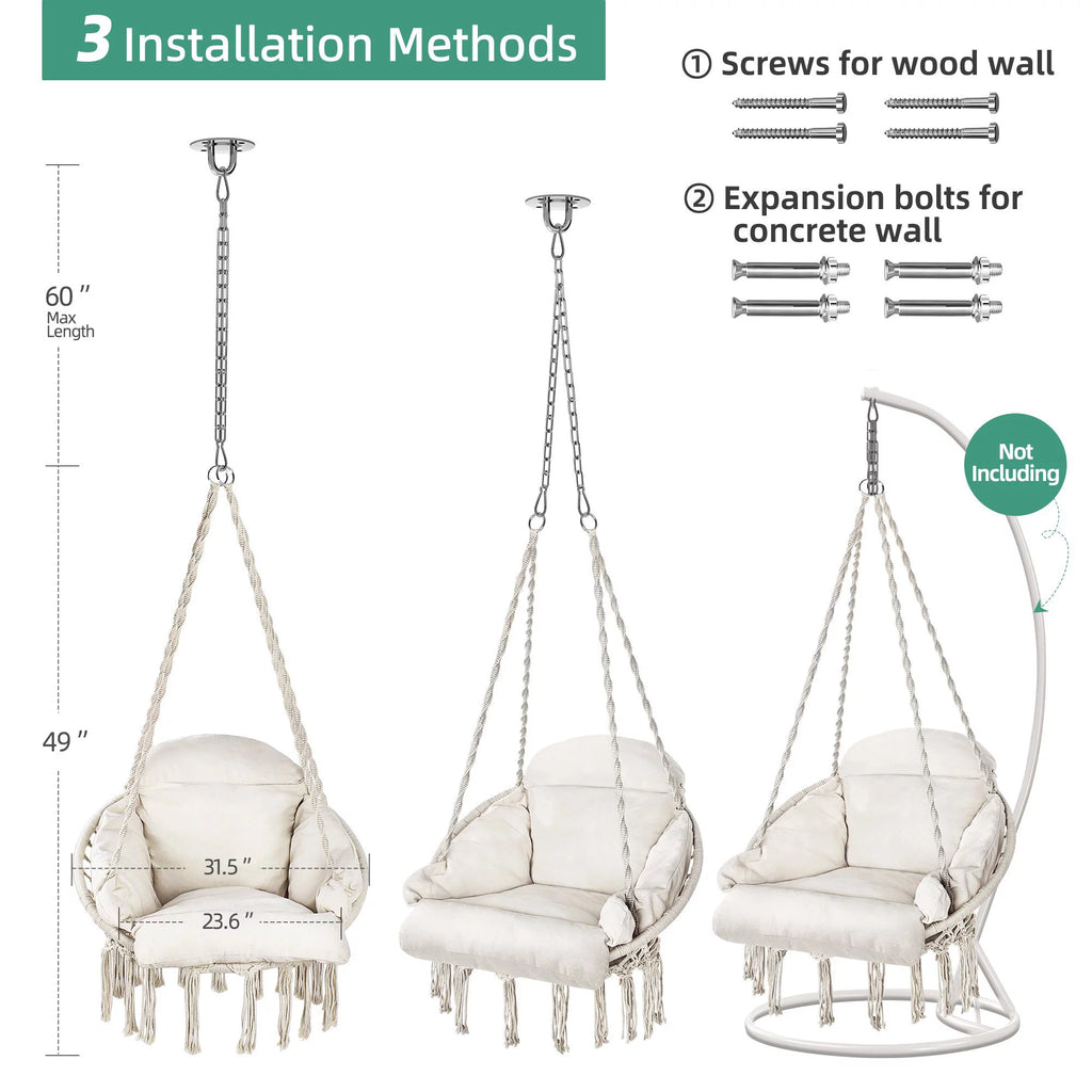 Hanging Hammock Swing Chair with Cushion A740675