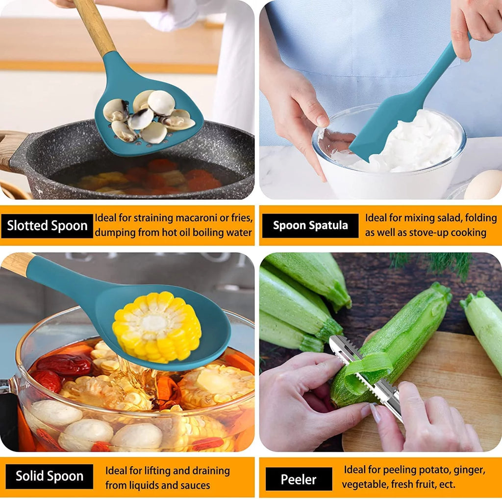 15 Piece Blue Silicone Cooking Set S328