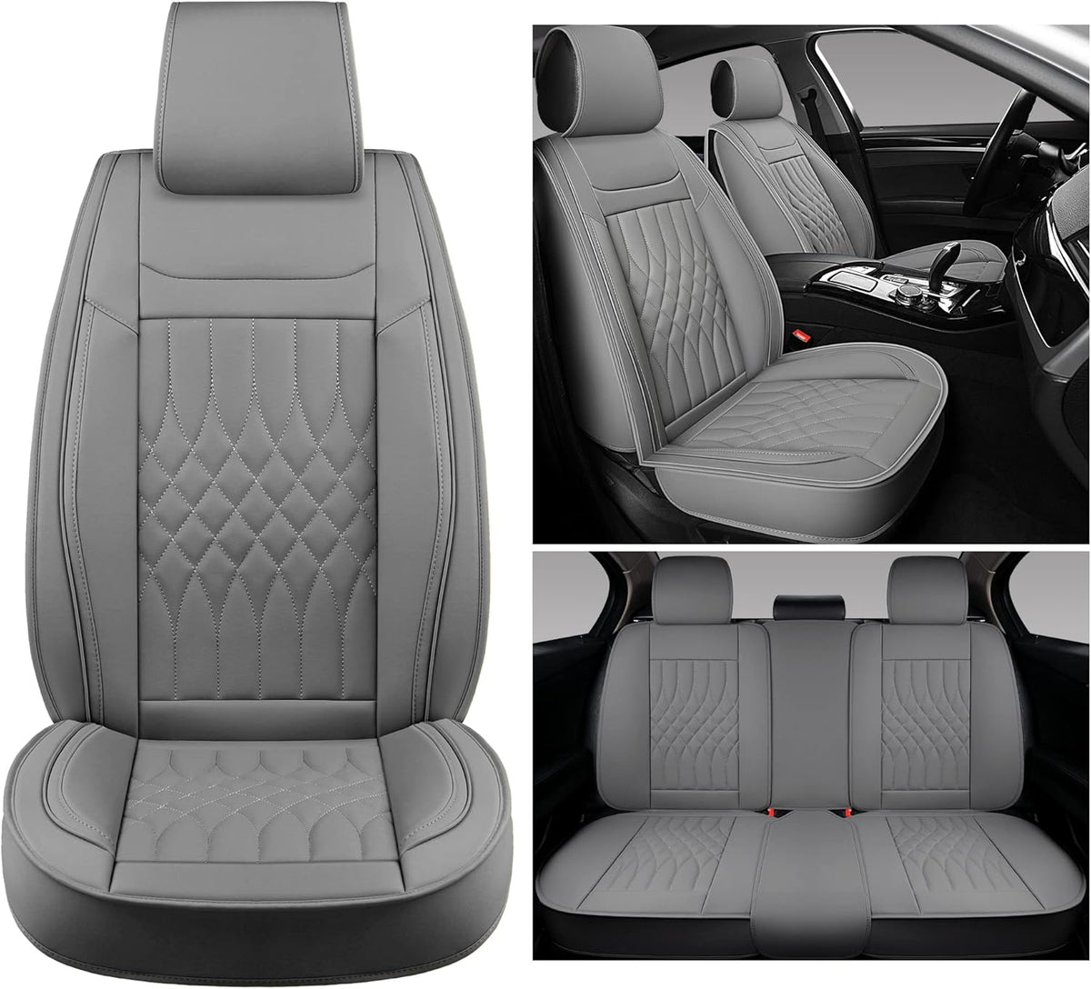 Grey Leather Car Seat Covers 2 PCS Front P87660