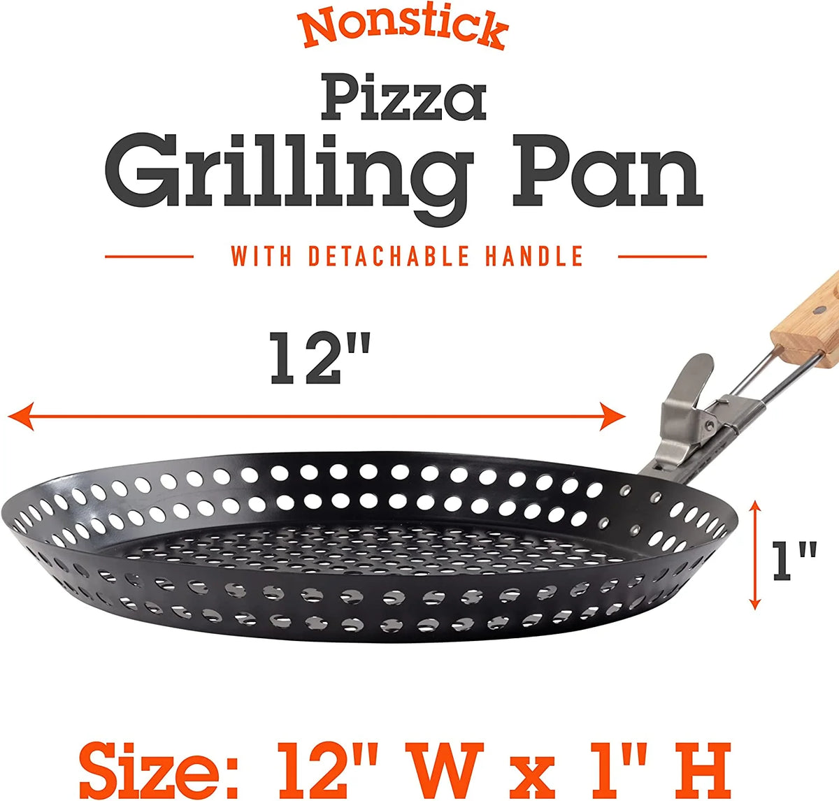Perforated Non-stick Pizza Grill Pan with Removable Handle T5137