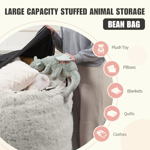 Waterproof Faux Fur 5FT Round Bean Bag Chair Cover with Pocket I303833