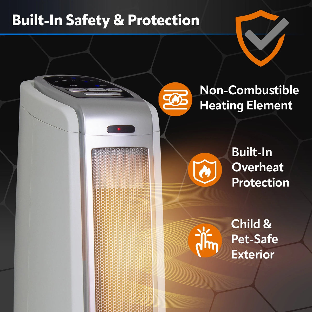 1500W Electric Oscillating Ceramic Tower Space Heater with Remote, Black L97379