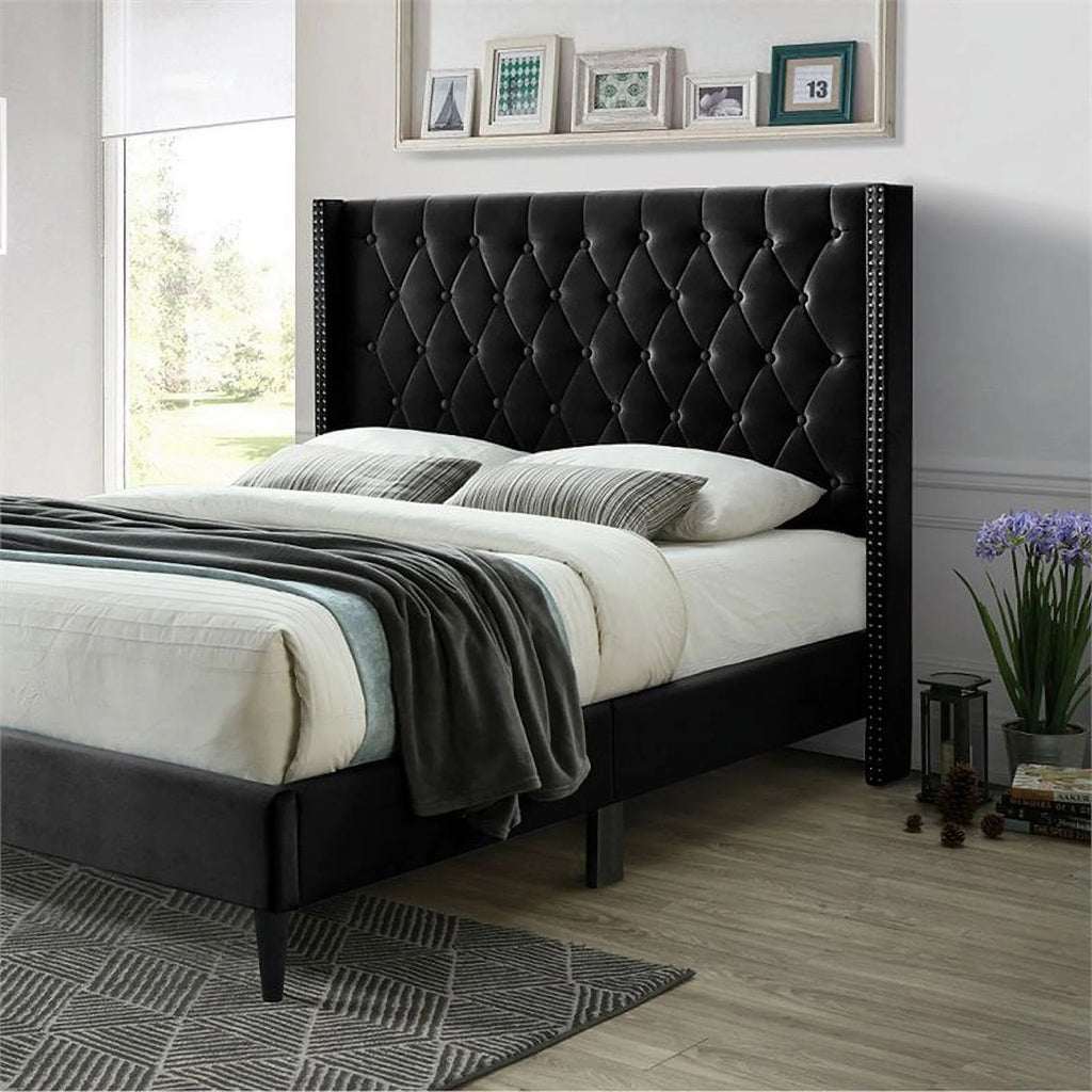 Tufted Full Bed Dresser with Lock & Nightstand 3-Piece Set Y5668