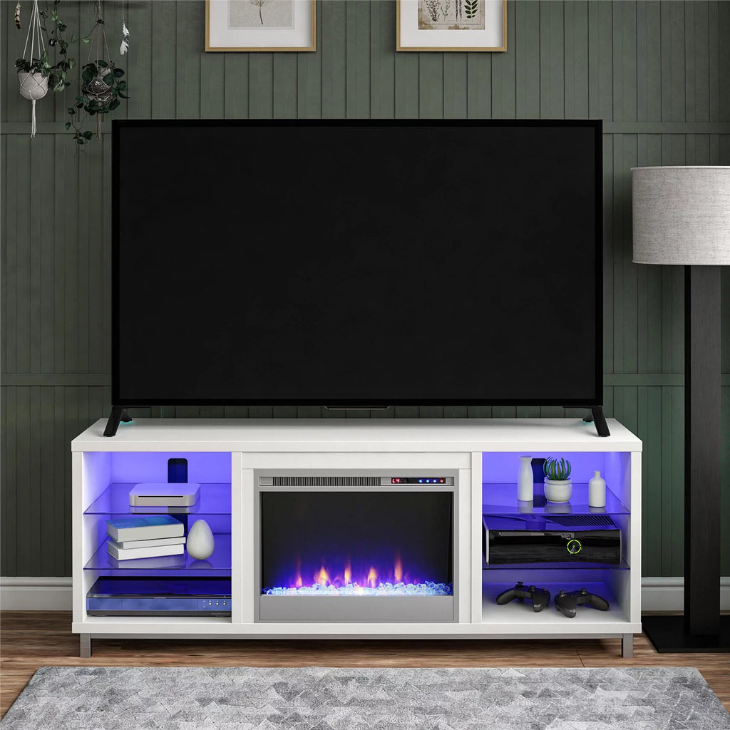 White Fireplace TV Stand E329