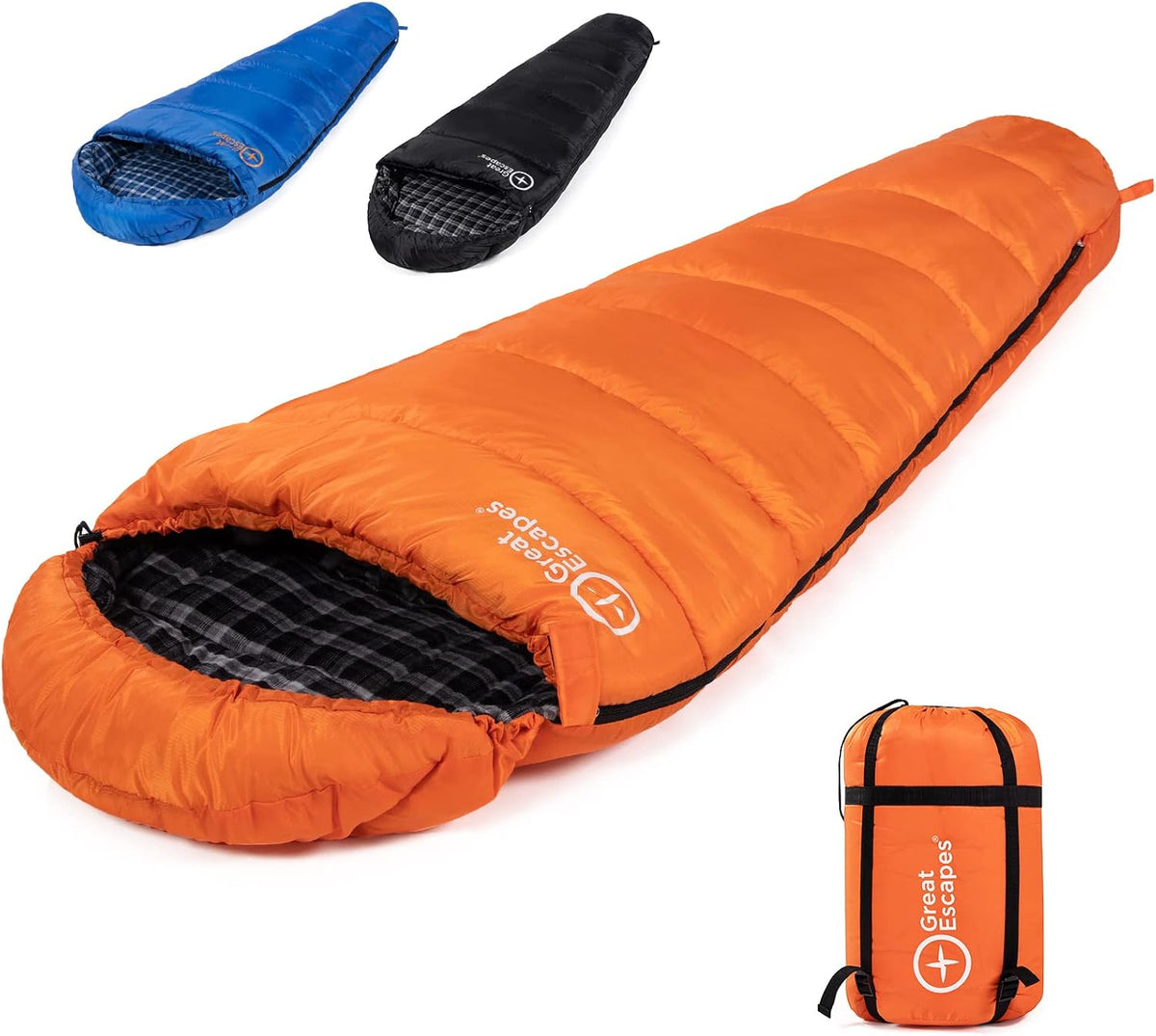 Cotton Flannel Mummy Sleeping Bag with Compression Sack U4160