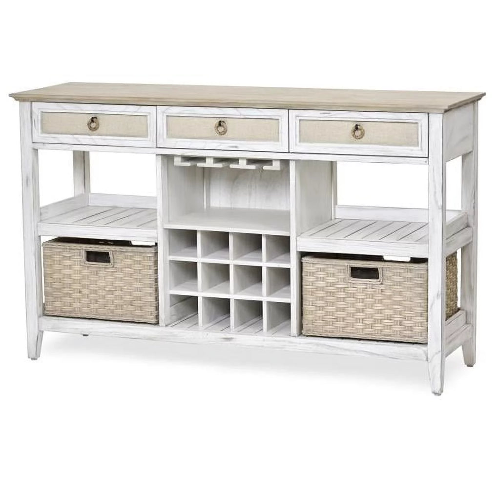 White Light Brown Wood Sideboard with Baskets X20660
