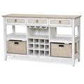 White Light Brown Wood Sideboard with Baskets X20660