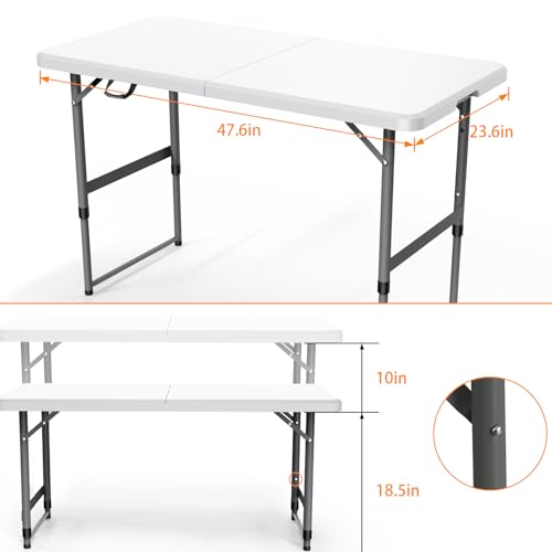 6FT Folding Table with Carrying Handle Portable Plastic R257019