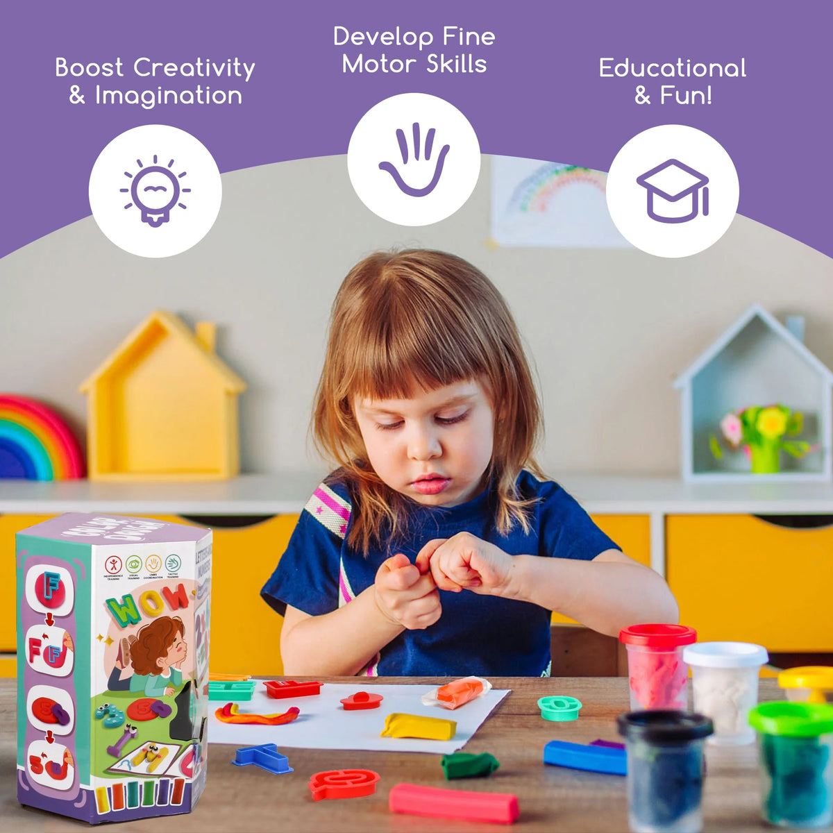 49-Piece Toddler Color Dough Tool Kit with Letters and Numbers I5821