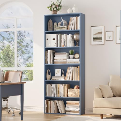 6-Tier Dark Gray Freestanding Bookcase and Bookshelf Z828
