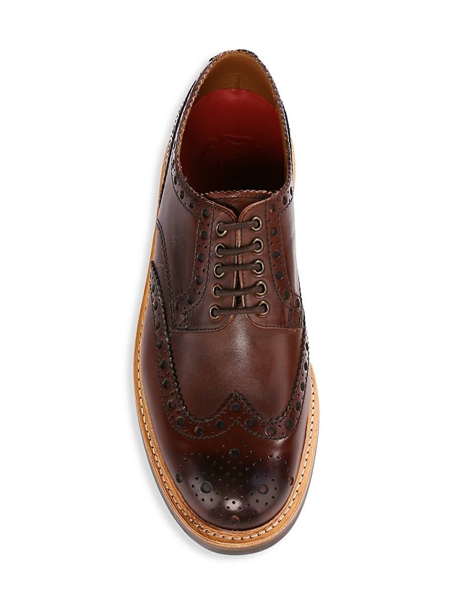 Dark Brown Hand Painted Calf Leather Brogue Shoes H84609