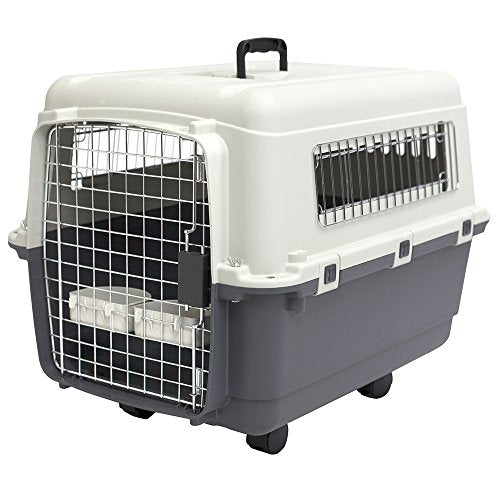 Large Gray Plastic Dog Crate G1562