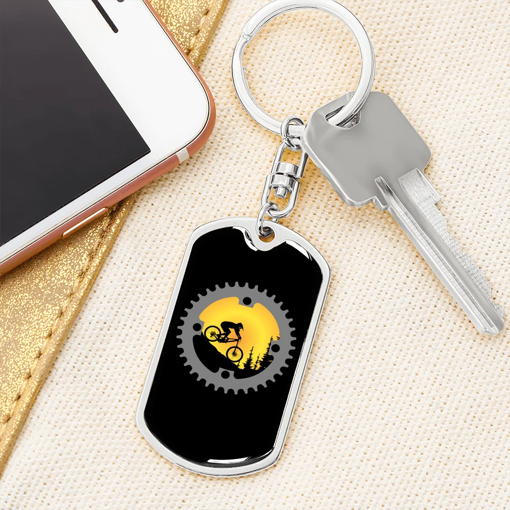 Stainless Steel or 18k Gold Swivel Dog Tag Keychain V227