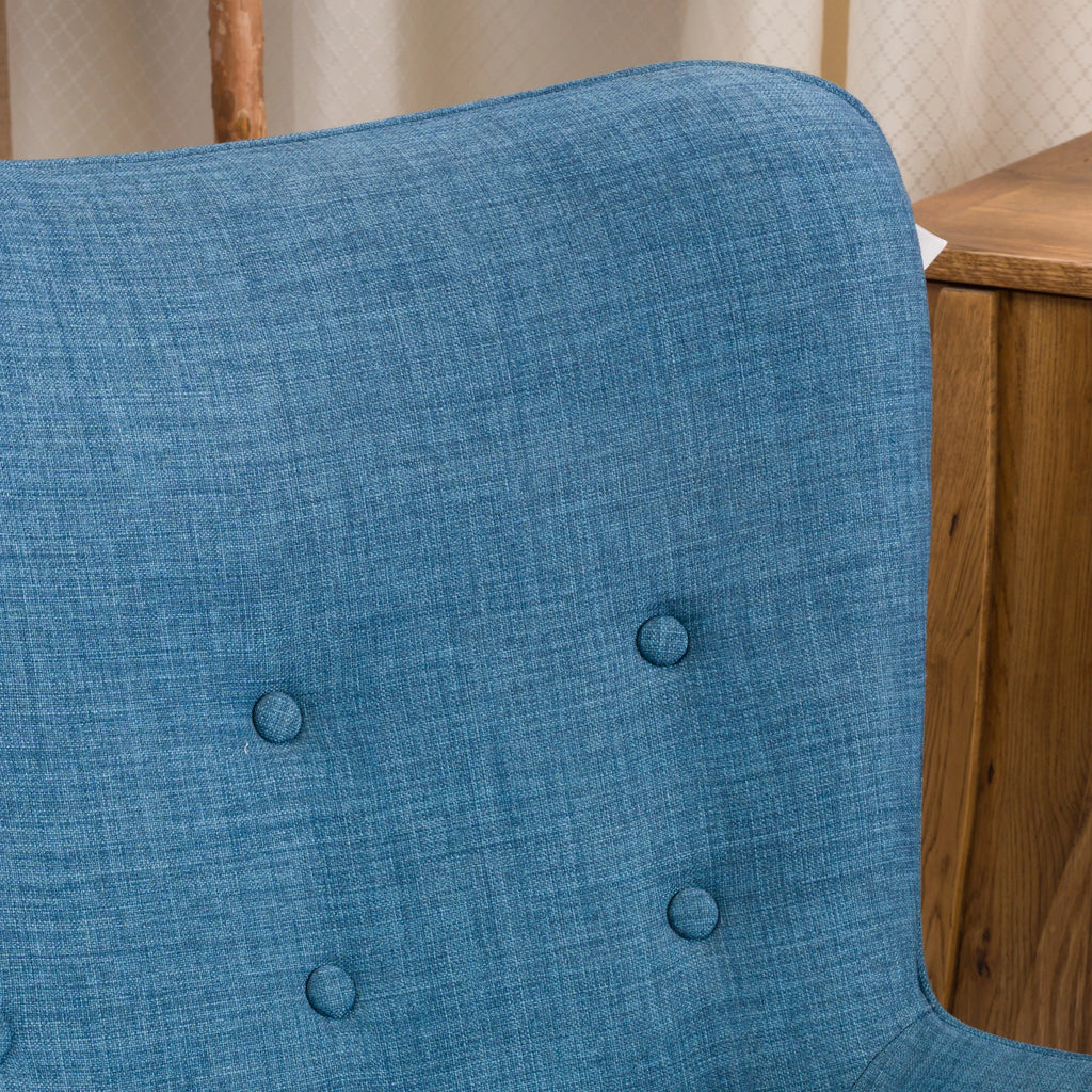 Mid-Century Modern Wingback Fabric Chair and Ottoman Set A48408