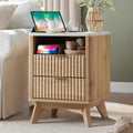 Mid-Century Modern Nightstand with Charging Station V4699