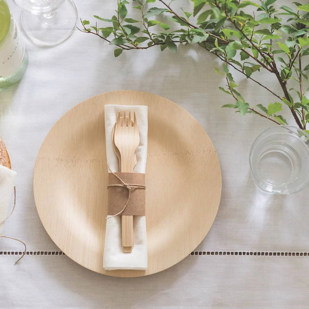 9in Disposable Bamboo Plate - 100/Case I832
