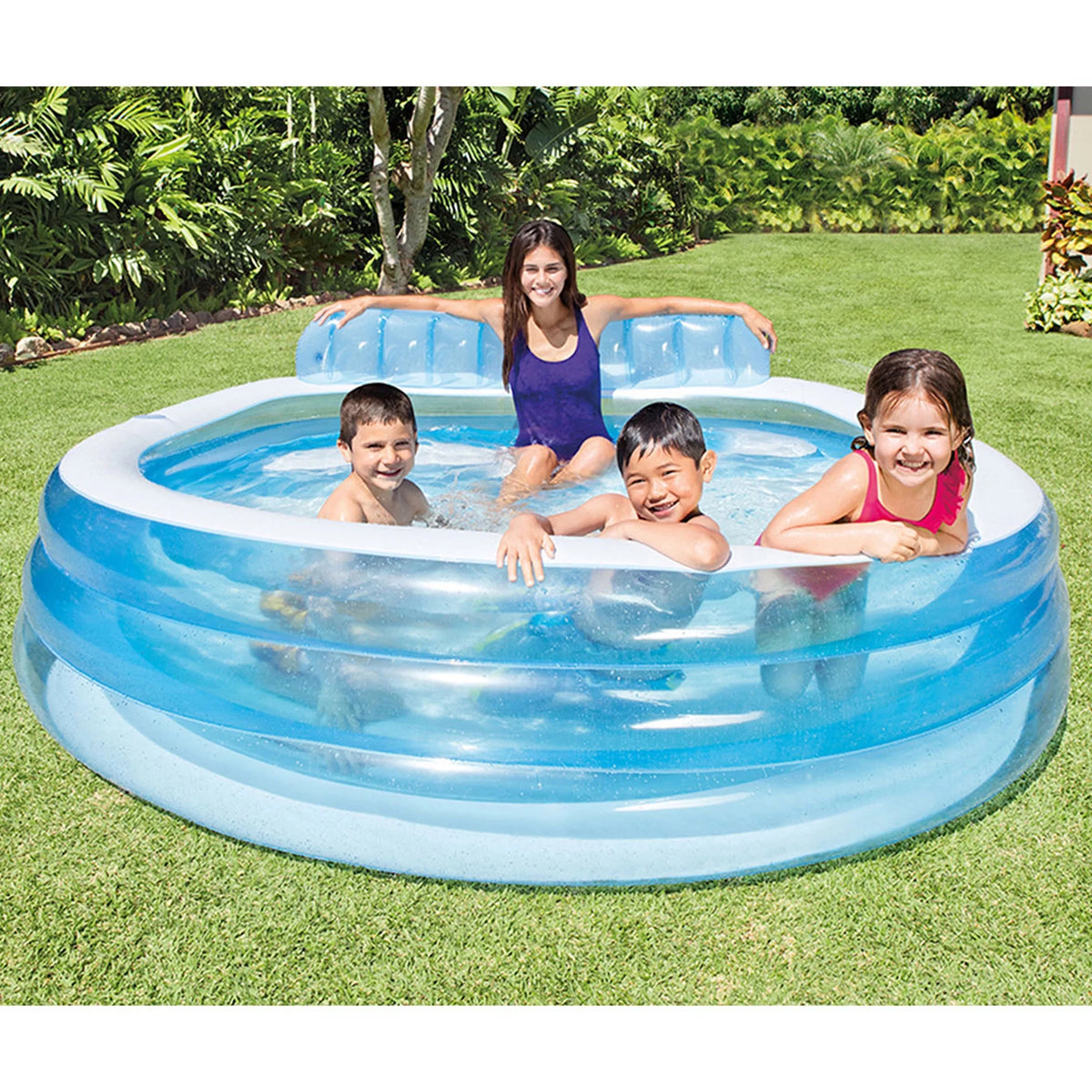 Round Inflatable Above Ground Pool with Seat and Backrest K76942